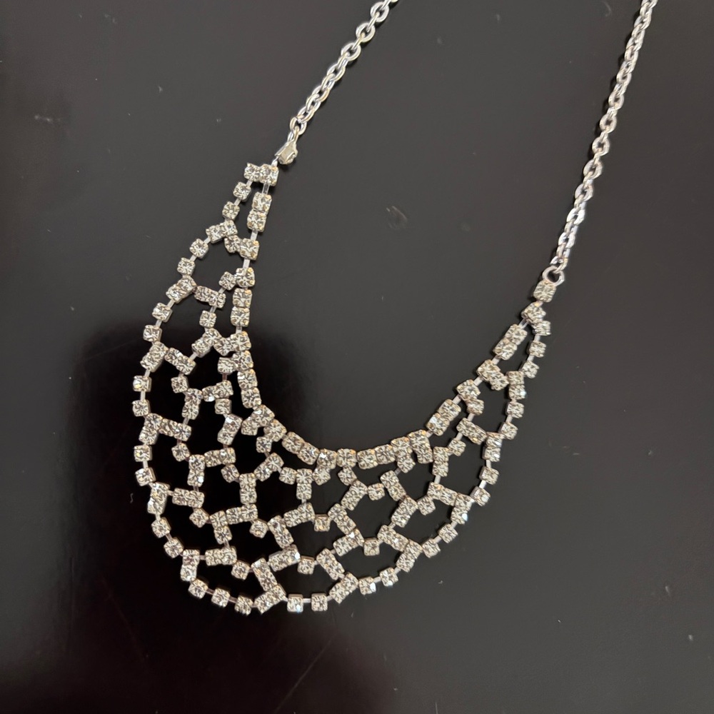 Silver Necklace with Crystal Accents